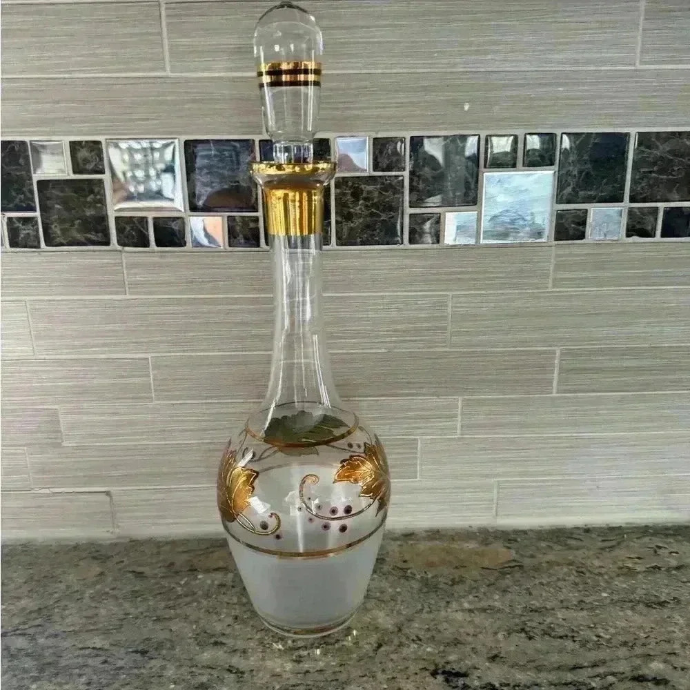 Vintage Pyrex Bohemian golden glam decanter